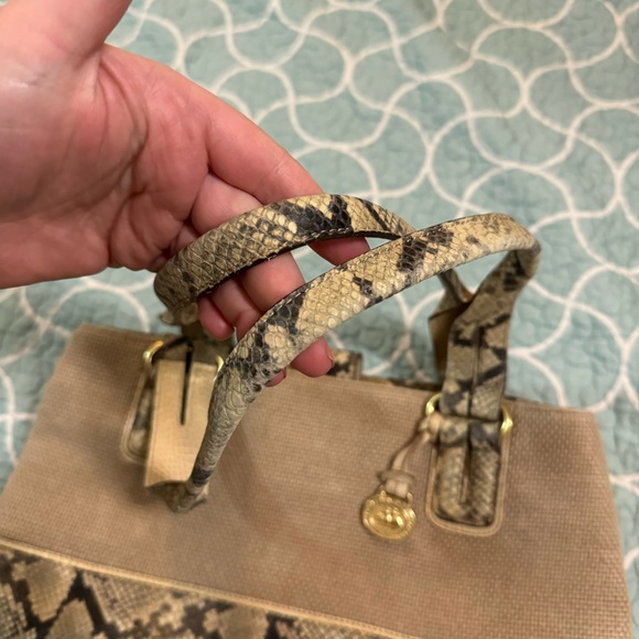 Brahmin snake print leather neutral taupe medium shoulder bag purse - Picture 12 of 15